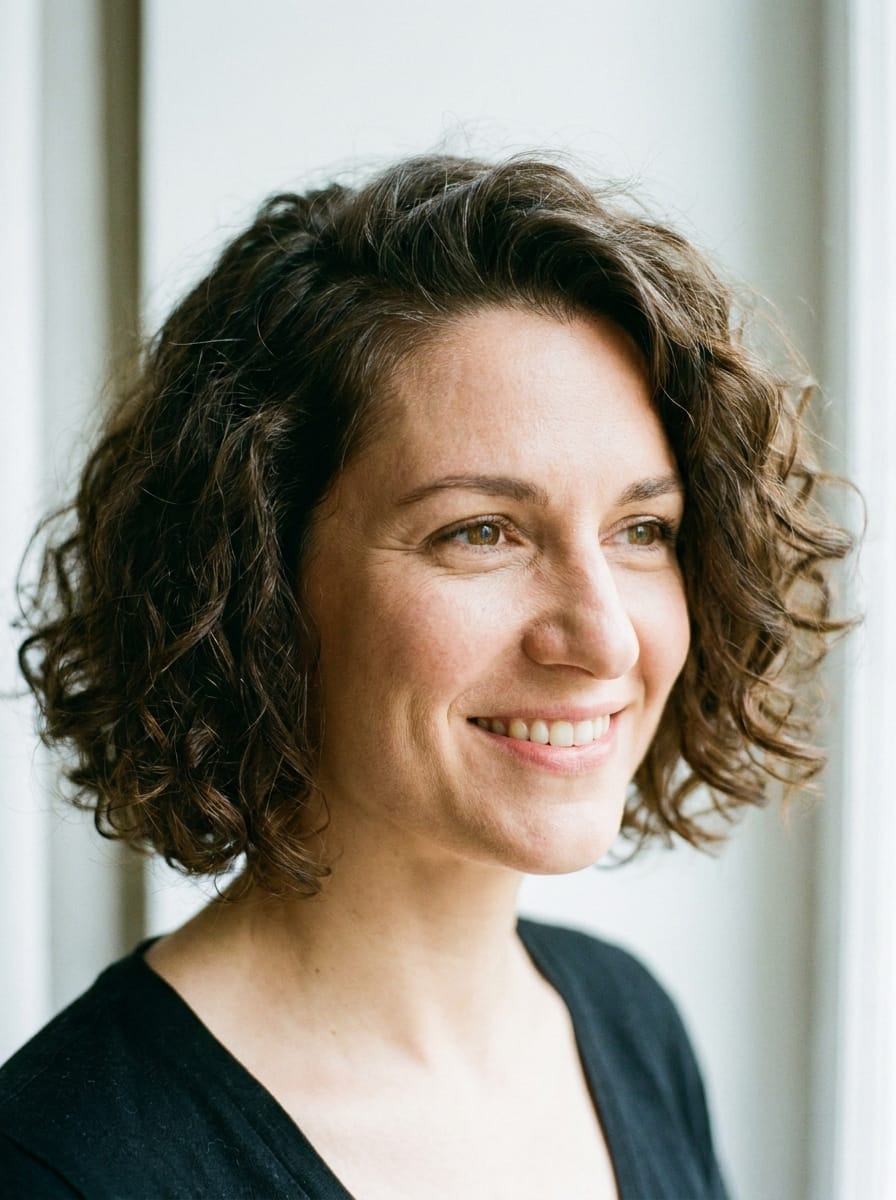 Curly Bob mit tiefem Seitenscheitel - Lockige Bob Frisur